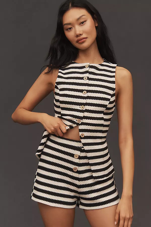 Maeve Retro Striped Knit Shorts | Anthropologie (US)