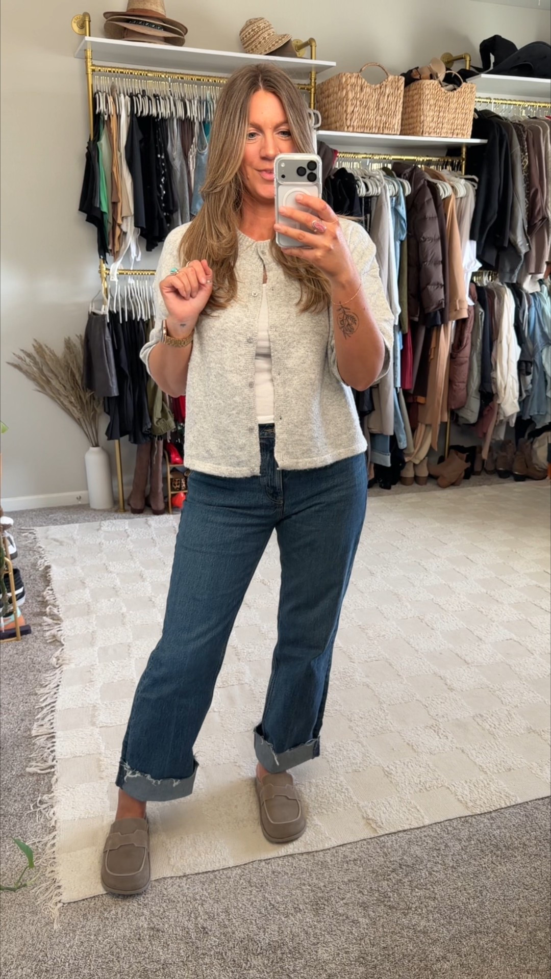 30 long jeans, large sweater, 11 shoes 

#LTKOver40 #LTKTall