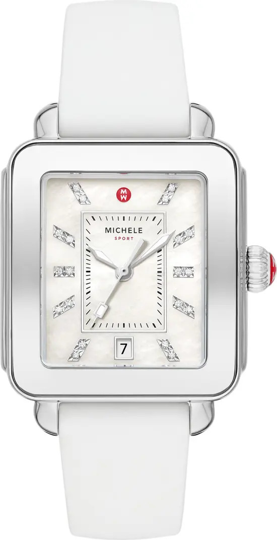 MICHELE Deco Sport Watch Head & Silicone Strap, 18mm | Nordstrom | Nordstrom