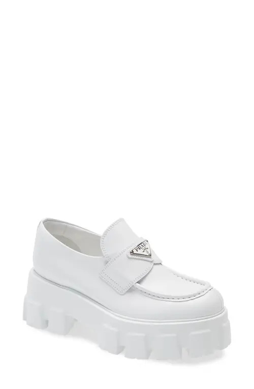 Prada Monolith Lug Sole Loafer in Bianco at Nordstrom, Size 11Us | Nordstrom