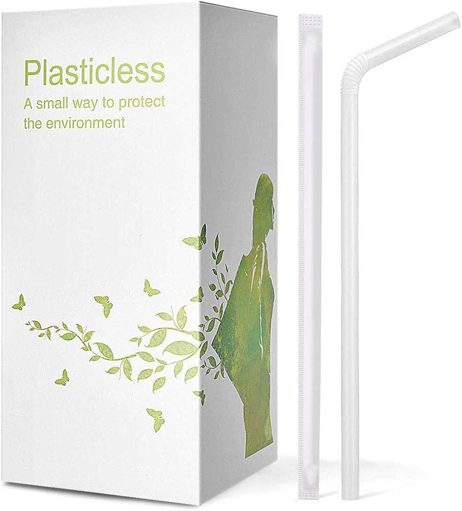 200 Count 100% Plant-Based Wrapped Compostable Straws - Plasticless Biodegradable Flexible Drinki... | Amazon (US)