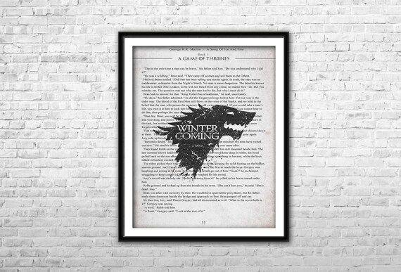 Game of Thrones Book print - House Stark book print Winter is comming Dicitionary print Archival ... | Etsy (US)