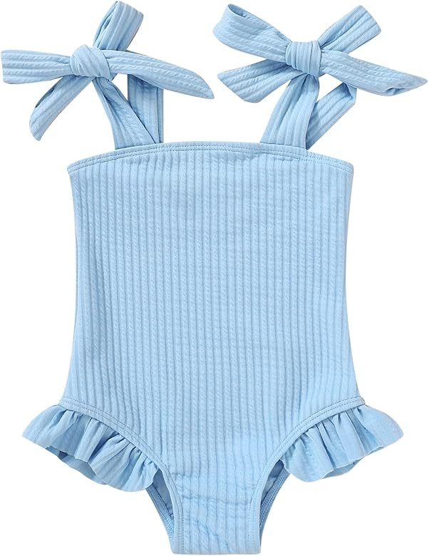 YOUNGER TREE Toddler Swimsuit Girl Color Block Stripe One-Piece Swimwear Baby Girl Bathing Suits | Amazon (US)