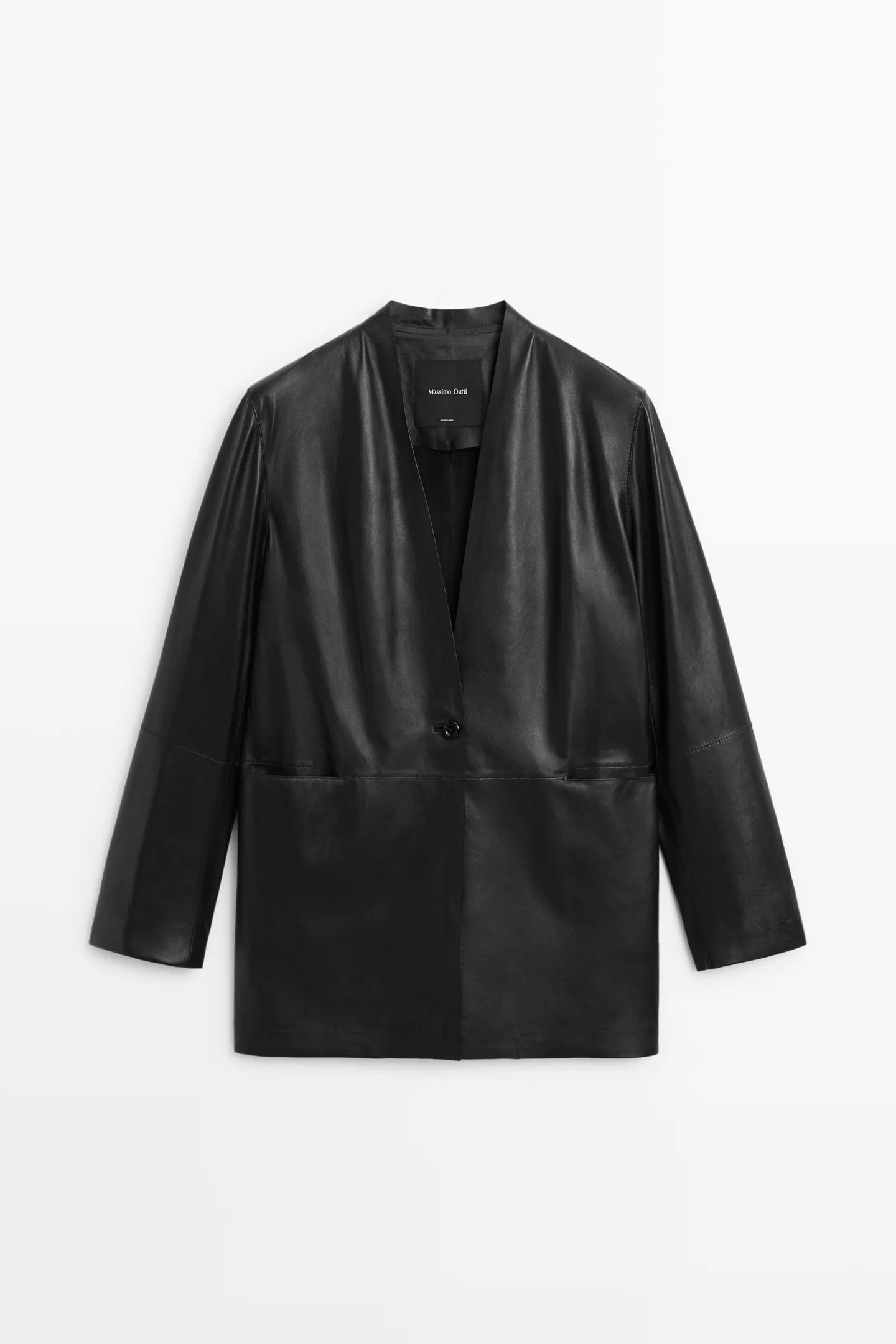 Single-button 100% nappa leather blazer | Massimo Dutti UK