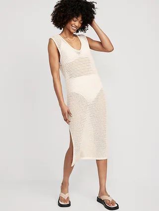 Sleeveless Crochet Midi Swim Cover-Up Dress for Women | Old Navy (US)