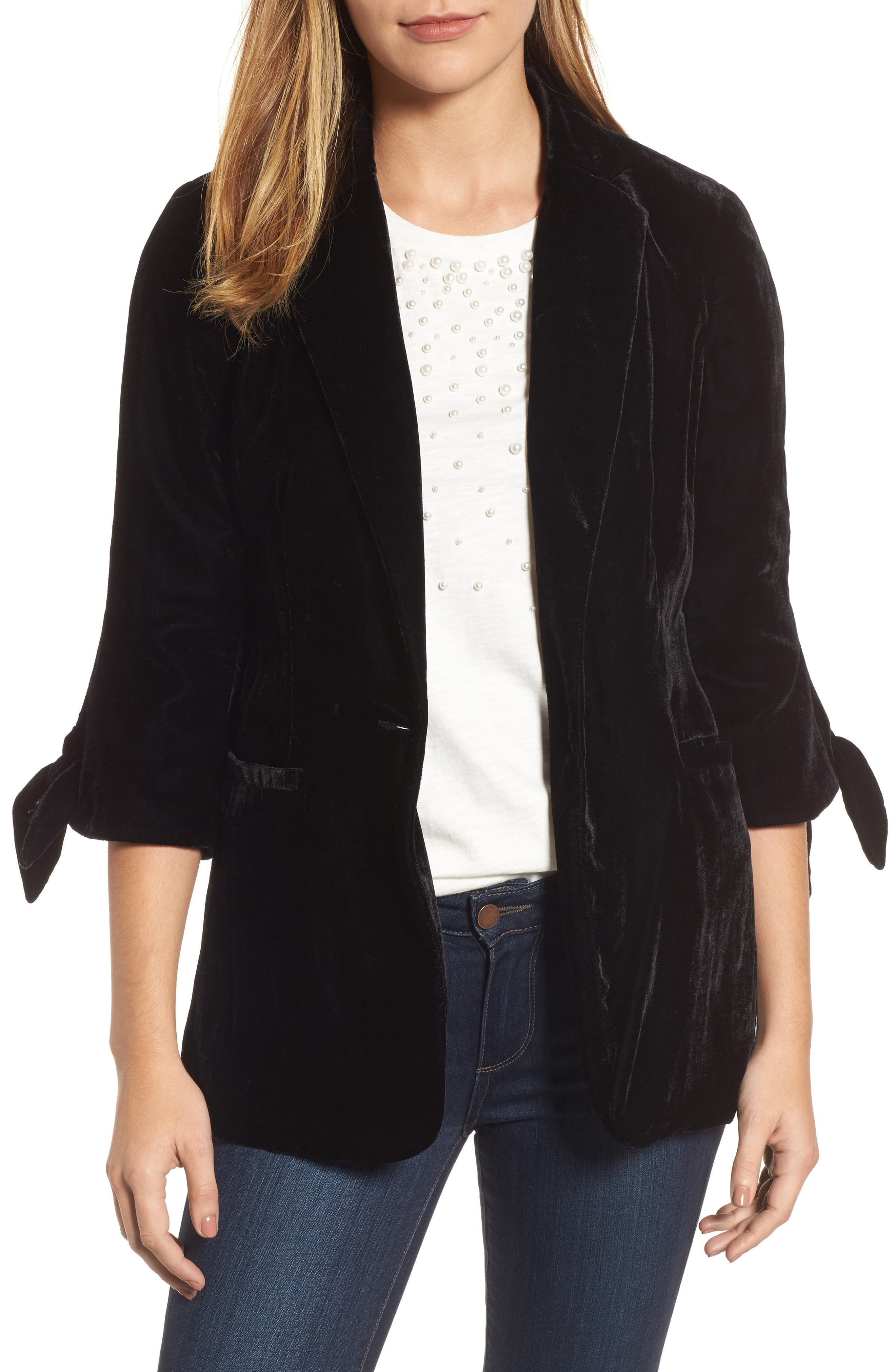 Tie Sleeve Velvet Blazer | Nordstrom
