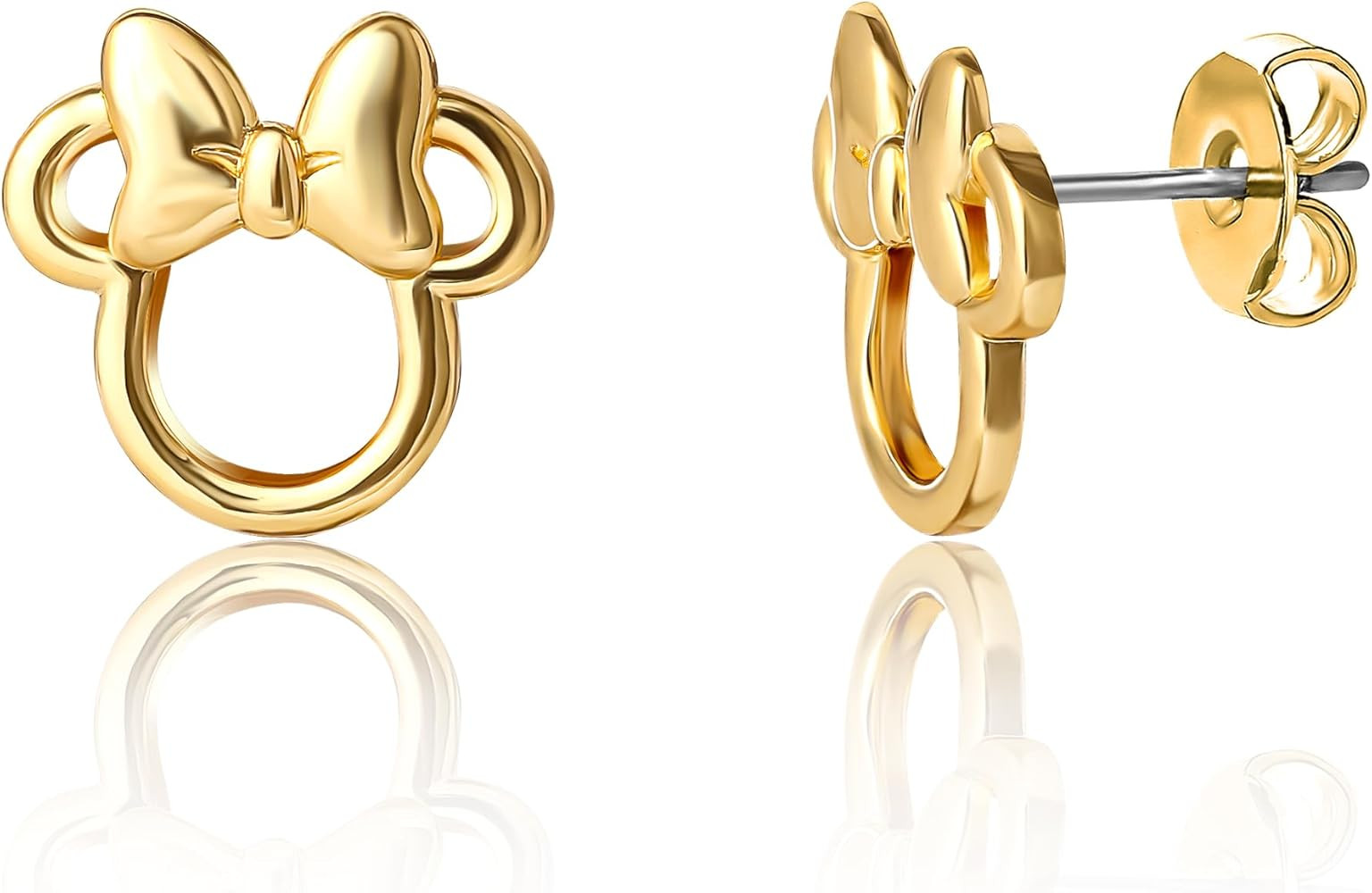 Disney Minnie Mouse Stud Earrings for Women Official License, 18k Gold Flash-Plated Minnie Mouse ... | Amazon (US)