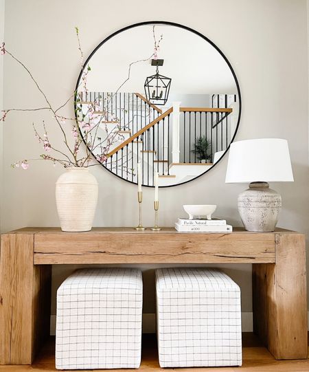Spring time console table is always a favorite. Our pottery barn table pairs perfectly with this oversized round mirror and ottoman cubes.

Springtime refresh
Console styling
Modern farmhouse
Target
Studio McGee
Wayfair 
Simple organic

#LTKhome #LTKSeasonal #LTKstyletip