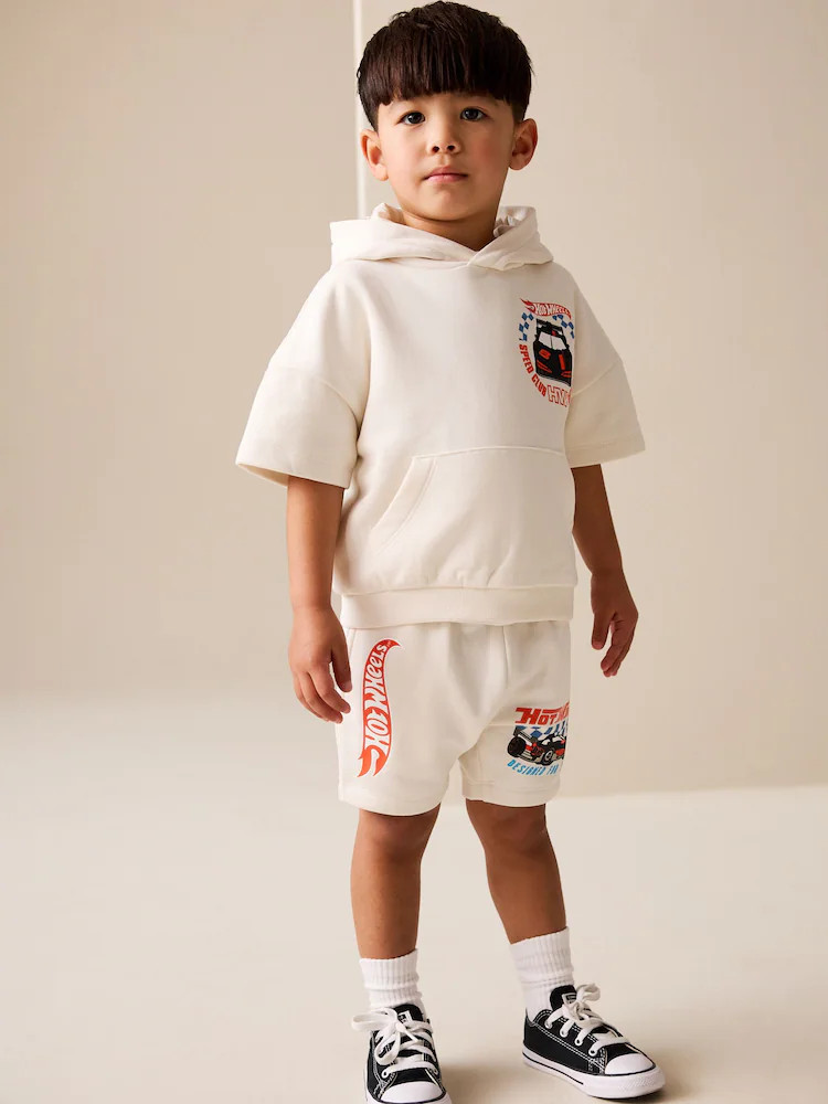 White Hot Wheels Short Sleeve Hoodie and Shorts Set (6mths-8yrs) | Next US