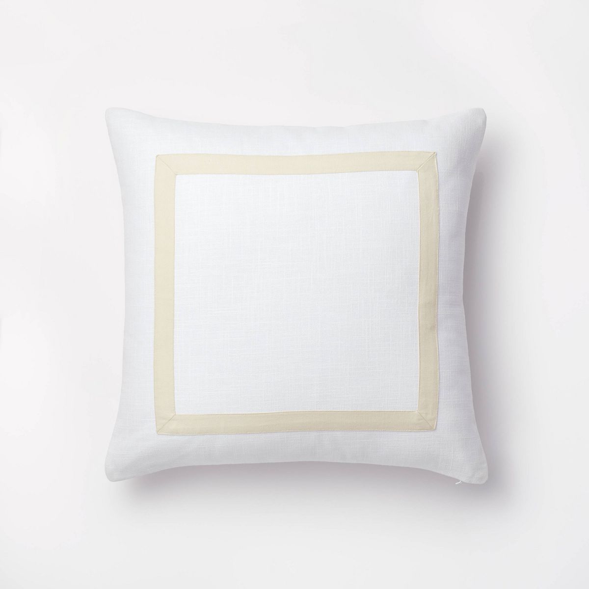 Euro Cotton Slub Border Applique Decorative Throw Pillow White/Camel - Threshold™ designed with... | Target