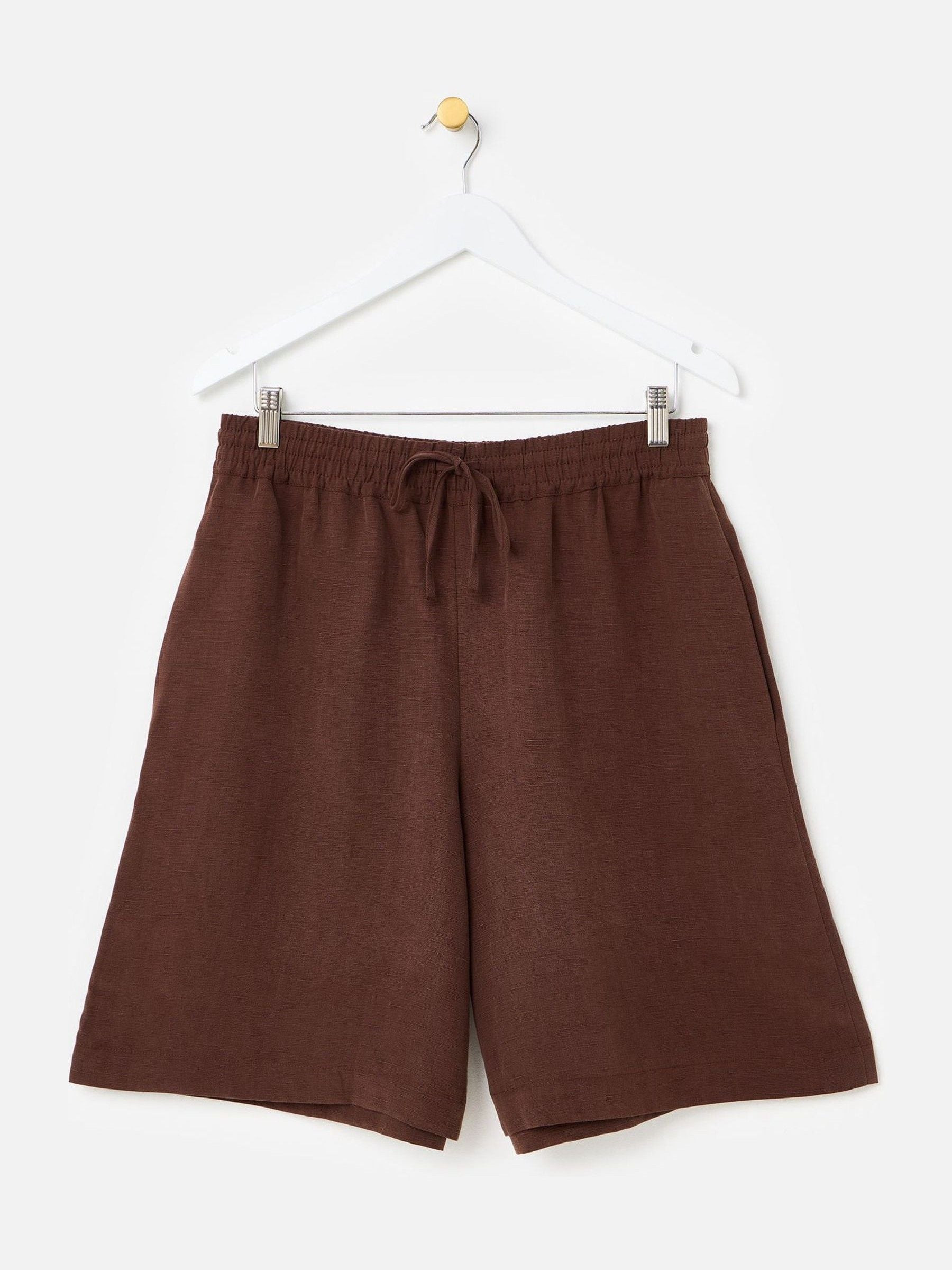 Oliver Bonas Oliver Bonas Brown Chocolate Brown Long Line Shorts | Next EU