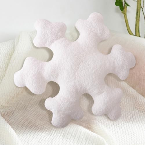 FRJINIE Snowflake Pillow,Christmas Throw Pillows Winter Snowflake Pillow White Decorative Pillow Plush Cute Pillow for Couch Sofa Bed Decoration (B, 15.8") | Amazon (US)