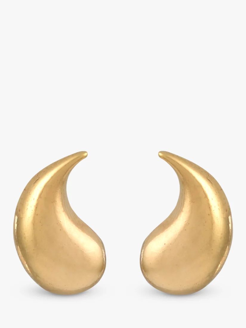 Eclectica Vintage 22ct Gold Plated Comma Stud Earrings, Dated Circa 1980s | John Lewis (UK)