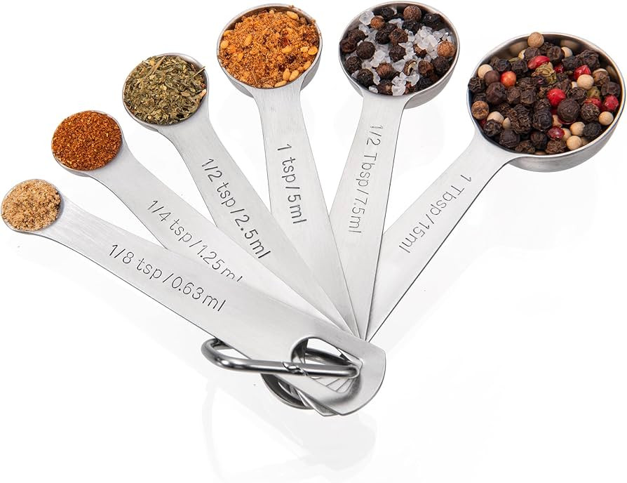 Doosu Measuring Spoons Set of 6-18/8 Stainless Steel Heavy Duty Teaspoons Tablespoons with Engrav... | Amazon (US)