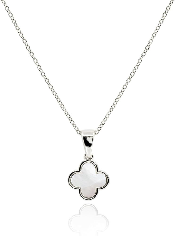 Four Leaf Clover Necklace for Women • Dainty Mother of Pearl White Black Pink Blue Mint Green L... | Amazon (US)