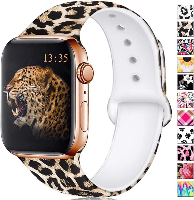 Haveda Leopard Bands Compatible for Apple Watch 40mm Series 5 Series 4, Soft Cheetah Pattern 38mm... | Amazon (US)