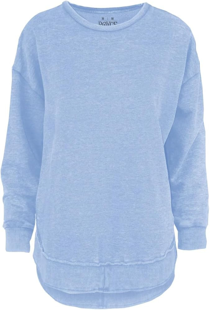 Melange Poncho Fleece: Long Sleeve Crew Neck Hi-Lo Round Bottom, Beach Blue, S | Amazon (US)