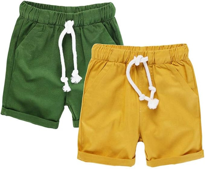 Toddler Boys Jogger Shorts Summer Cotton Casual Knit Short Active Pants 2 Packs Sets | Amazon (US)