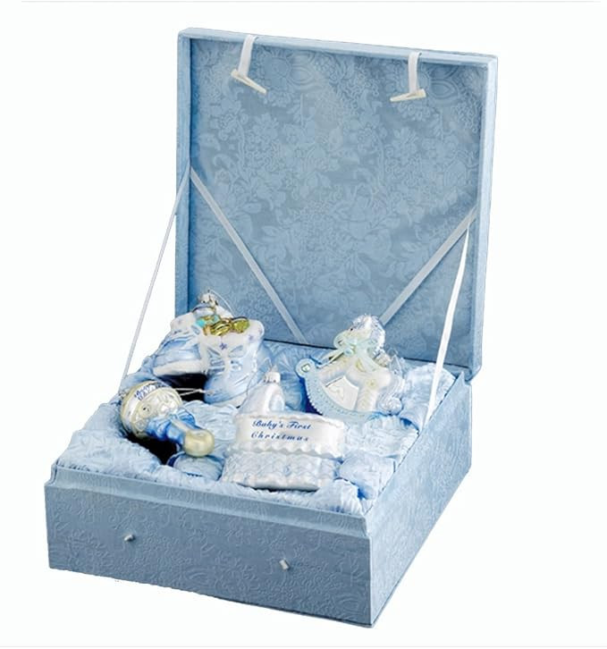 Kurt Adler NB0017B Noble Gems Glass Baby Boy Ornament, 4 Piece Set, Christmas | Amazon (US)