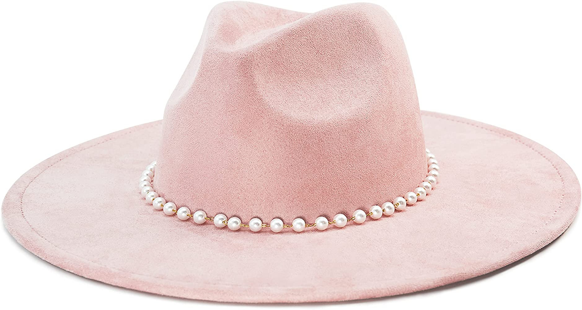 FLUFFY SENSE. Big Wide Brim Fedora Hat for Women - Nashville Outfits Western Hats Women's Felt Panam | Amazon (US)