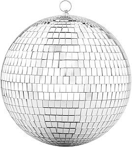 Boules à facettes disco miroir avec anneau de suspension, mise à jour 200 mm, boule pailletée,... | Amazon (FR)