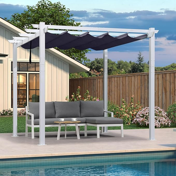 PURPLE LEAF Pergola 10' X 10' Outdoor Retractable Pergola with Sun Shade Canopy Cover White Patio... | Amazon (US)