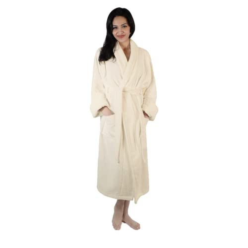 Superior Women's Traditional Premium Turkish Cotton Lightweight Long Bathrobe with Pockets, Small/Medium, Cream Bath Robe | Amazon (US)