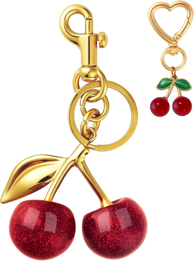NEGTTE Keychain Cherry Bag Charms - Adorable Key Chains Women Cute for Handbags & Car Keys | Fash... | Amazon (US)