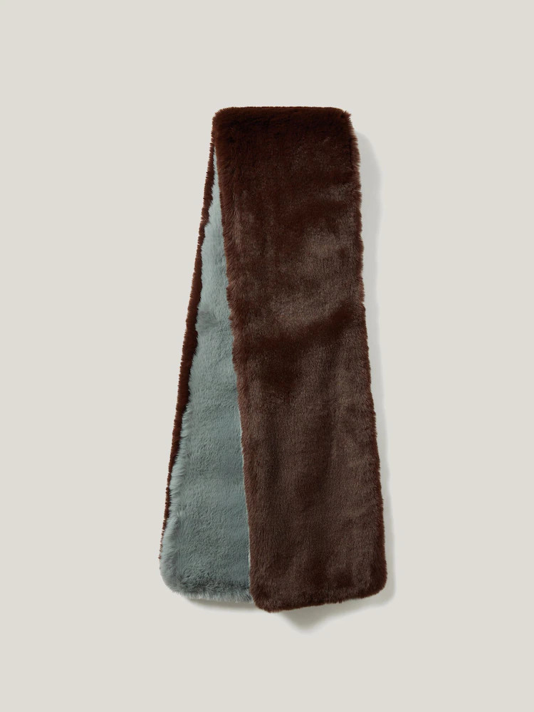 Jigsaw Brown Faux Fur Scarf | Next US
