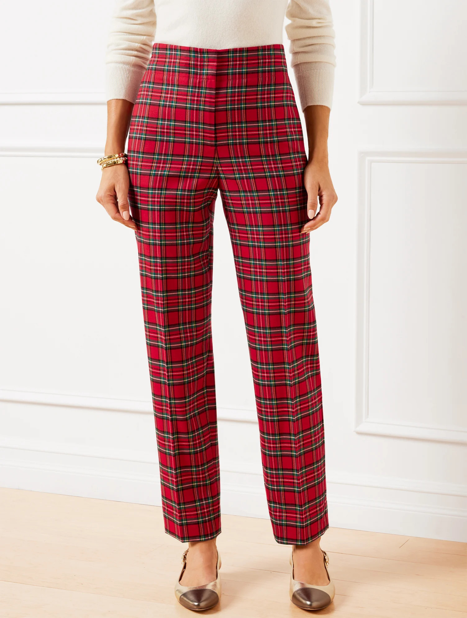 Tapered Ankle Pants - Apple Cider Plaid - 14 Talbots | Talbots