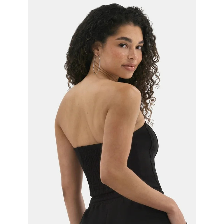 No Boundaries French Terry Tube Top and Shorts Set, 2-Piece, Women's | Walmart (US)