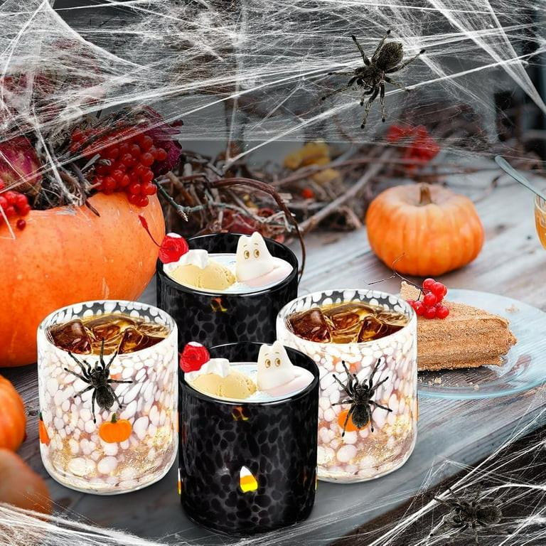2 Pcs Halloween Icon Juice Glasses - Pumpkin & Candy Corn Icon Stemless Coffee Cocktail Glassware... | Walmart (US)