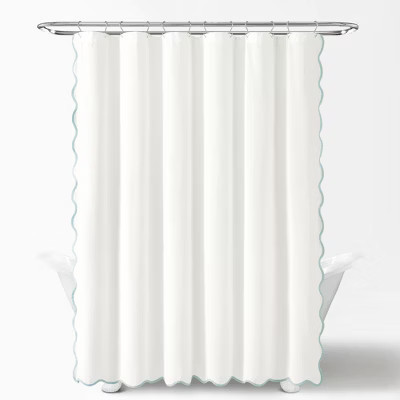 Coastal Chic Scallop Edge Shower Curtain Blue/White Single 72x72 | Target