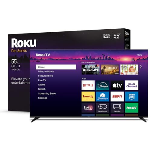 Roku Smart TV – 55-Inch Pro Series 4K QLED RokuTV with Backlit Roku Voice Remote Pro, Dolby Vision IQ, 120Hz Refresh Rate – Live Local News, Sports, Gaming | Amazon (US)