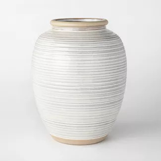 11" Ceramic Ribbed Vase Gray - Threshold™ designed with Studio McGee | Target