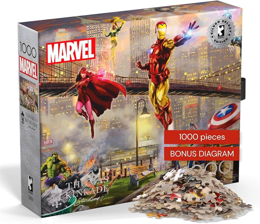 Buffalo Games Silver Select Marvel Comics Iron Man Jigsaw Puzzle by Thomas Kinkade Studios – 10... | Amazon (US)