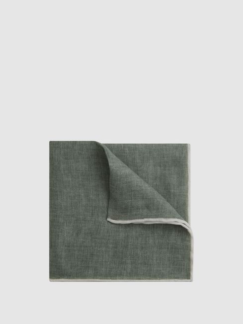 Reiss Sage Melange Piazza Linen Plain Pocket Square | Reiss UK