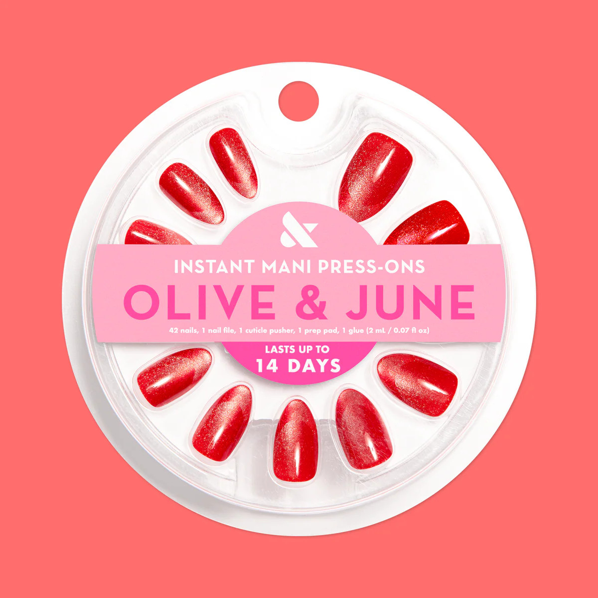 Red Illusion Velvet French - Press On | Medium | Almond | Olive & June