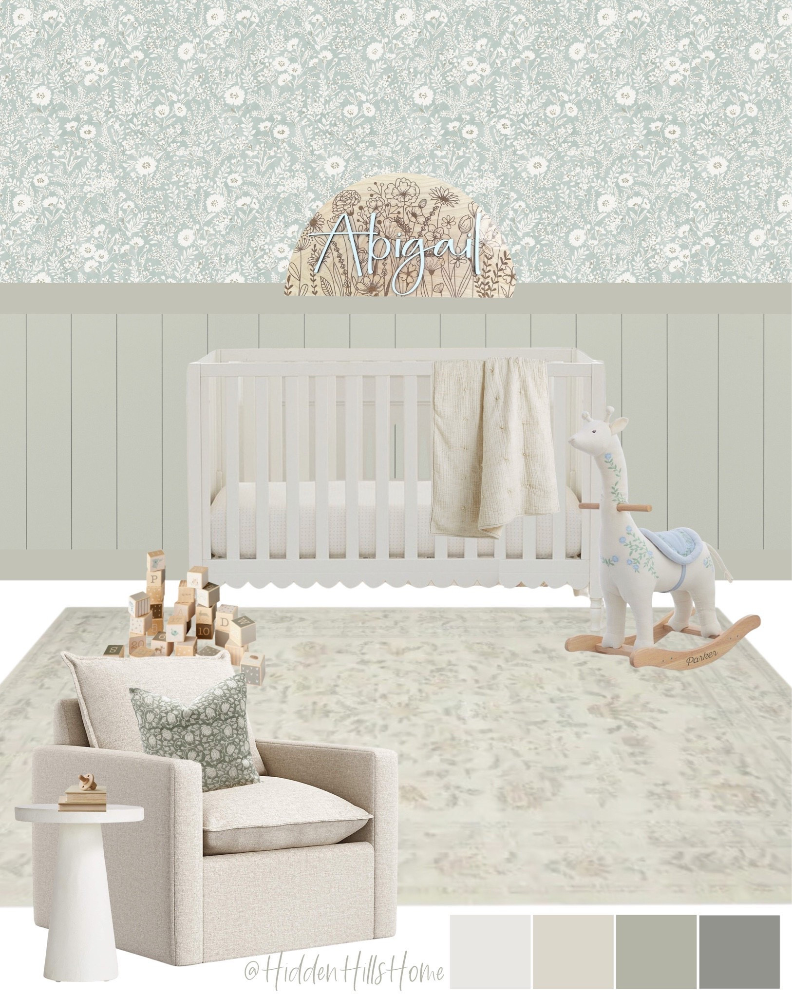 Nursery decor, nursery mood board, baby girls room decor ideas, nursery design, cute nursery decor Inspo #nursery 

Wall color is SW Filmy Green

#LTKHome #LTKSaleAlert #LTKBaby