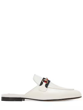Gucci - 10mm princetown leather mules - White | Luisaviaroma | Luisaviaroma