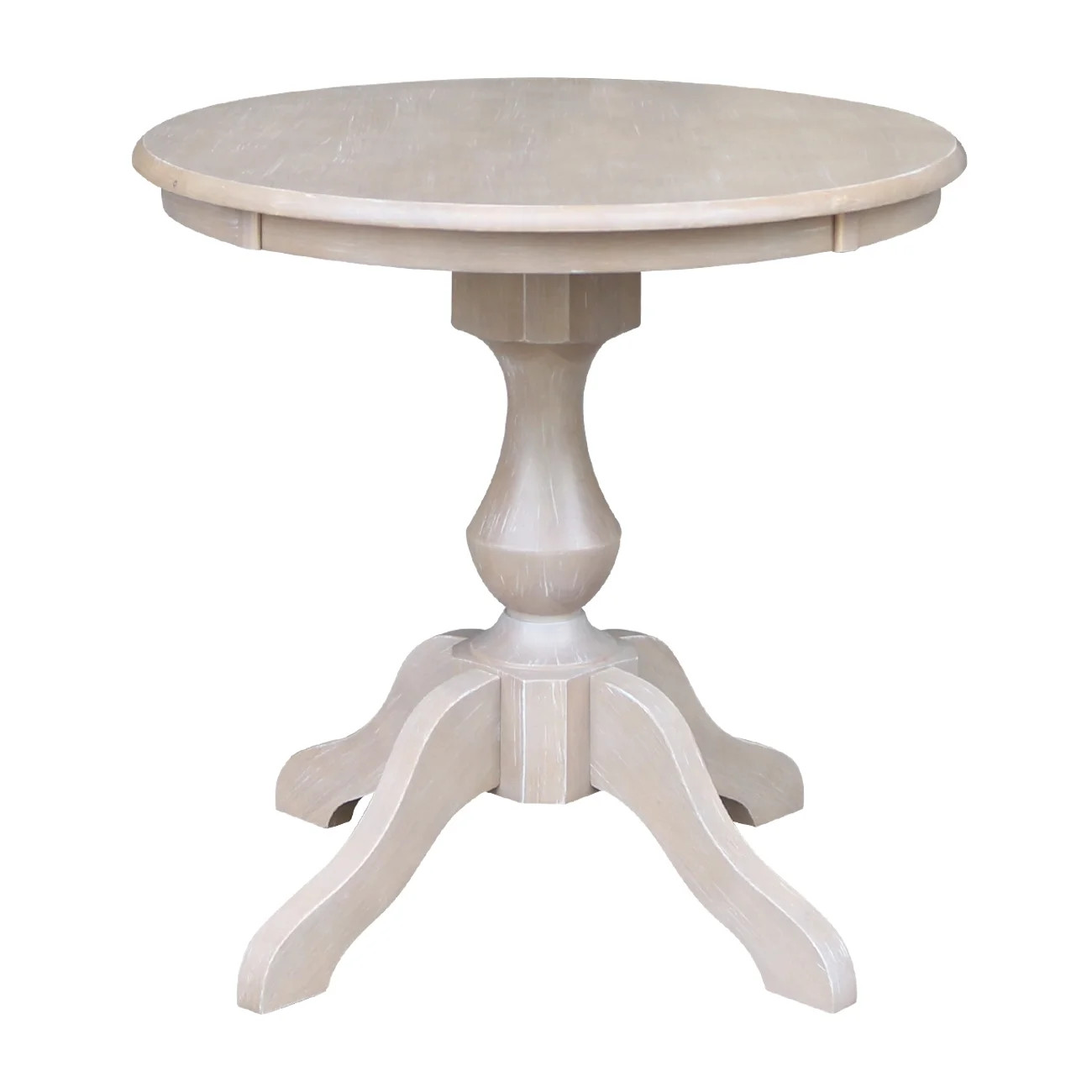 Solid Wood 30" x 30" Round Pedestal Dining Table in Washed Gray Taupe | Walmart (US)