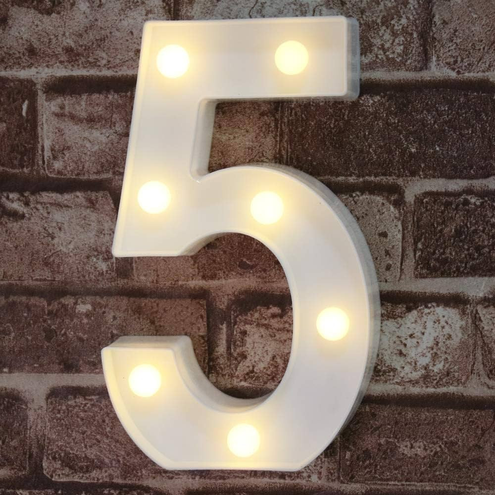 Decorative Led Light Up Number Letters, White Plastic Marquee Number Lights Sign Party Wedding De... | Amazon (US)