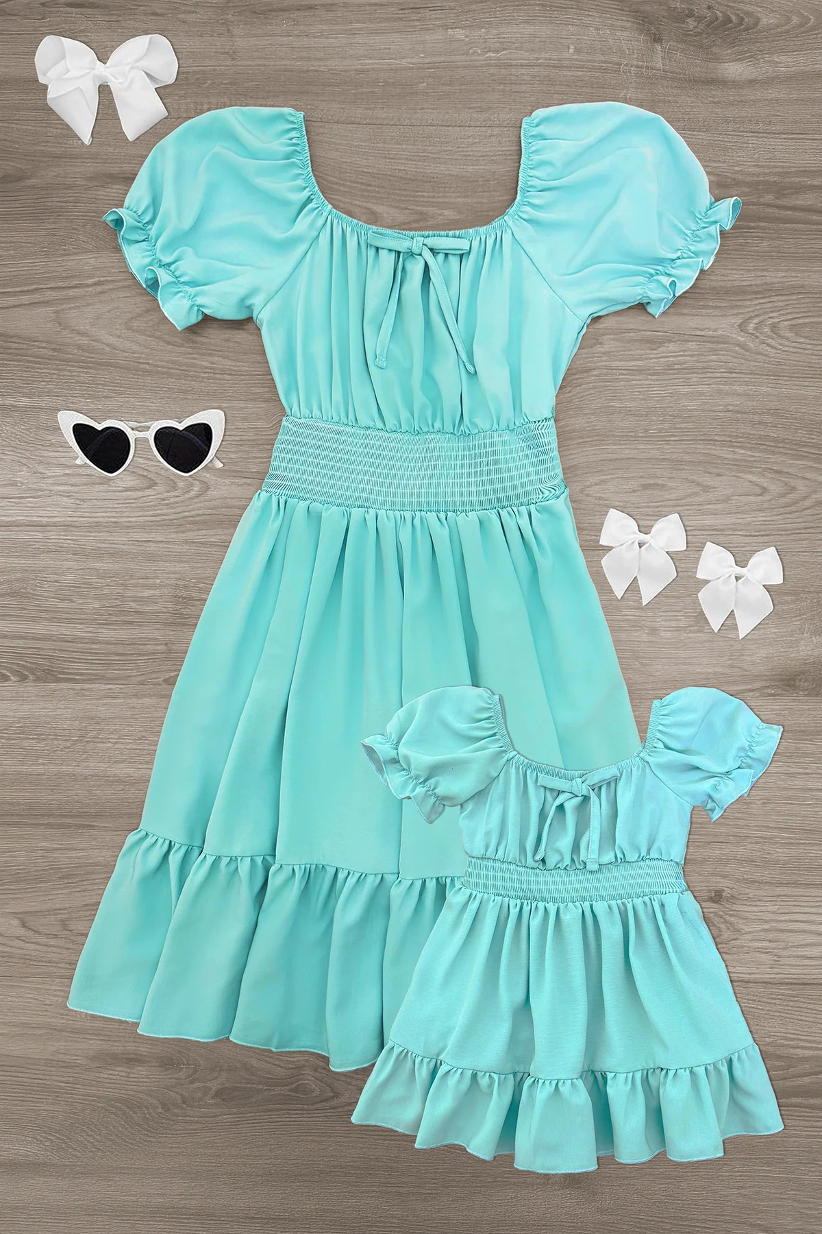 Mom & Me - Turquoise Ruffle Dress | Sparkle In Pink