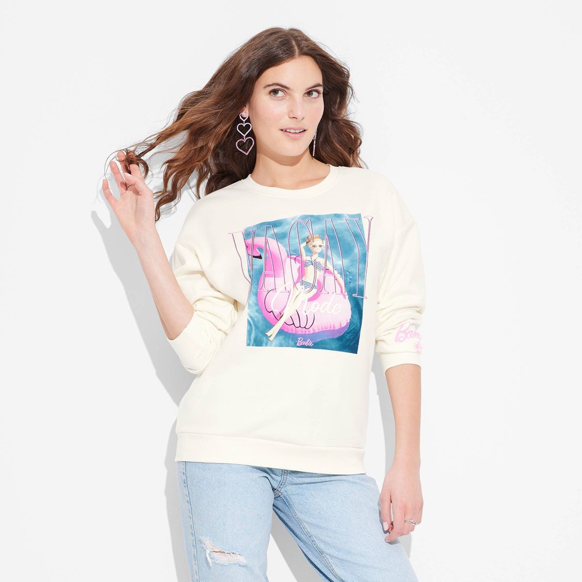 Women's Barbie Vacation Mode Graphic Sweatshirt - Off-White | Target