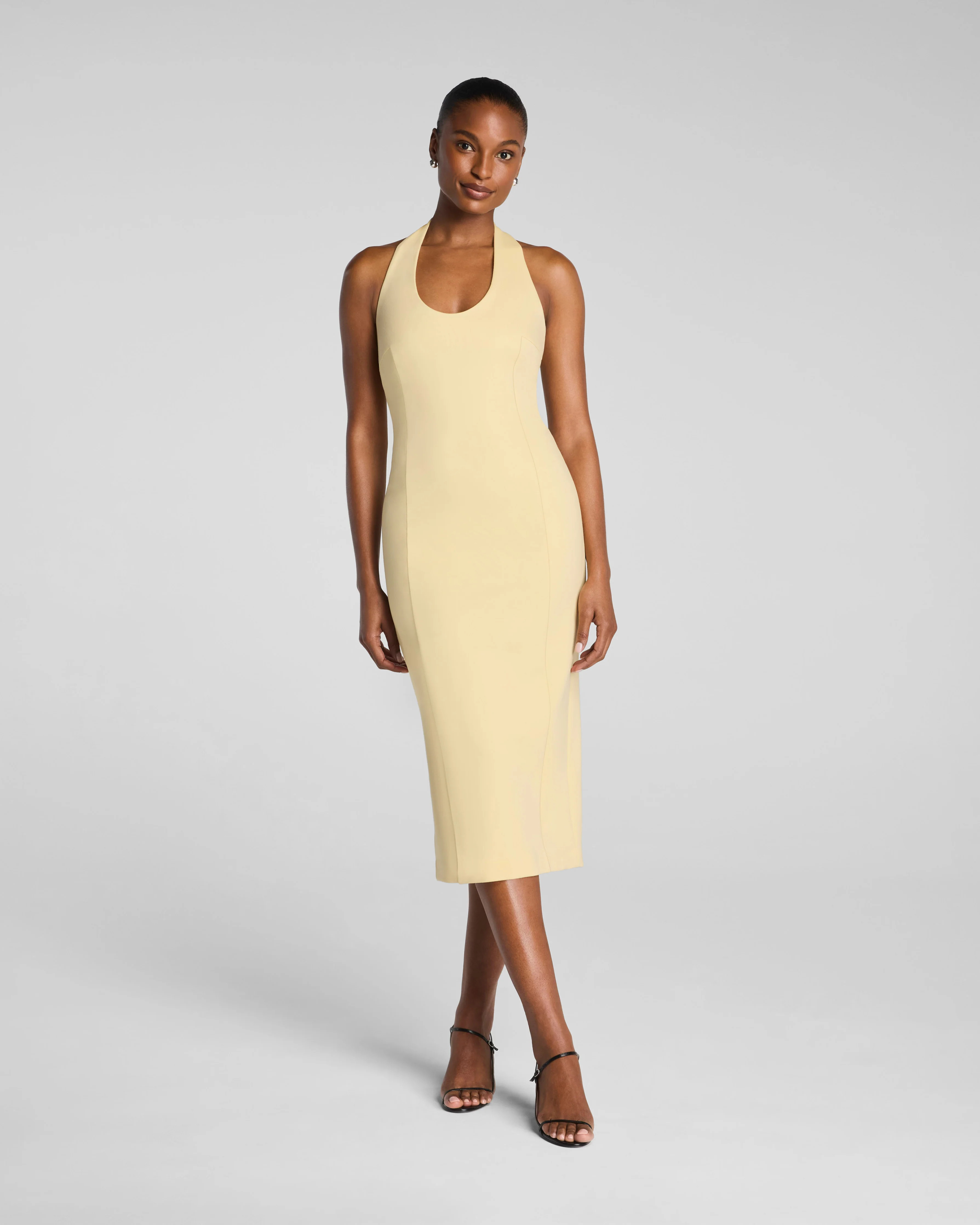 Spanx Women's SPANXshape® Ponte Halter Midi Dress in Sunbeam Top | Spanx