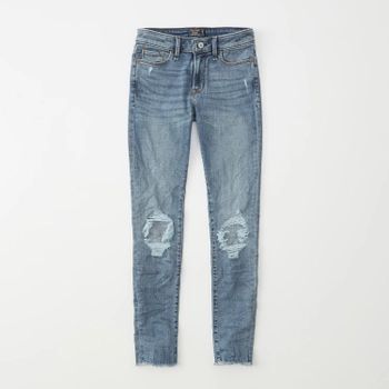 Ripped Mid Rise Super Skinny Jeans | Abercrombie & Fitch (US)