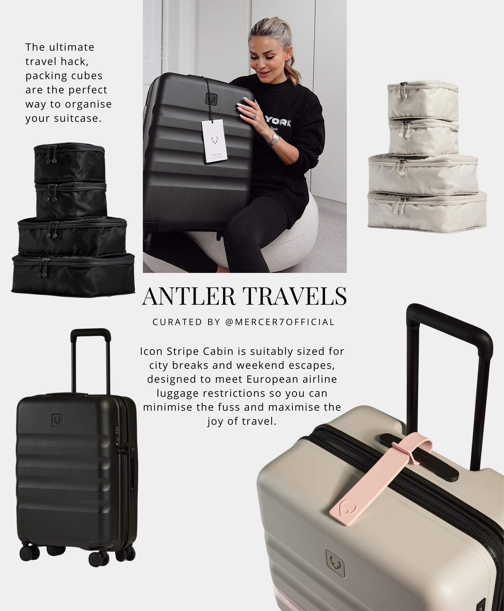 AD / travel in style with Antler suitcases and must have packing cubes! 

New Icon Stripe Cabin is suitably sized for city breaks and weekend escapes, designed to meet European airline luggage restrictions so you can minimise the fuss and maximise the joy of travel. 

The ultimate travel hack, packing cubes are the perfect way to organise your suitcase. #antlertravels
