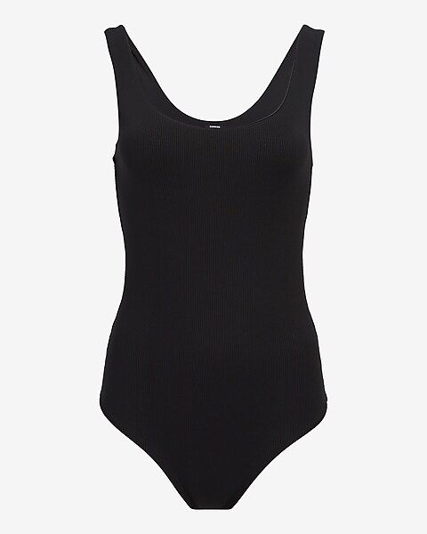 Body Contour Ribbed Scoop Neck Thong Bodysuit | Express