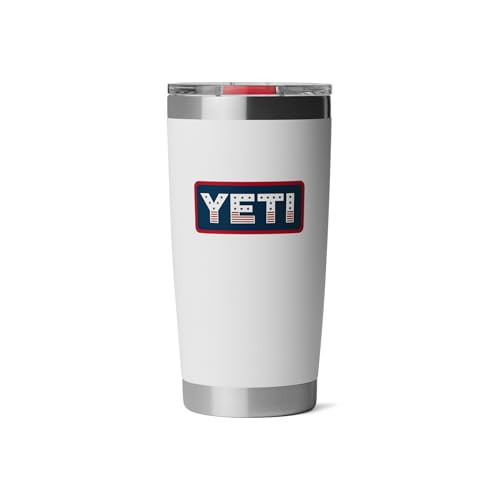 YETI Rambler 20 oz Tumbler, Stainless Steel, Vacuum Insulated with MagSlider Lid, White/Badge | Amazon (US)