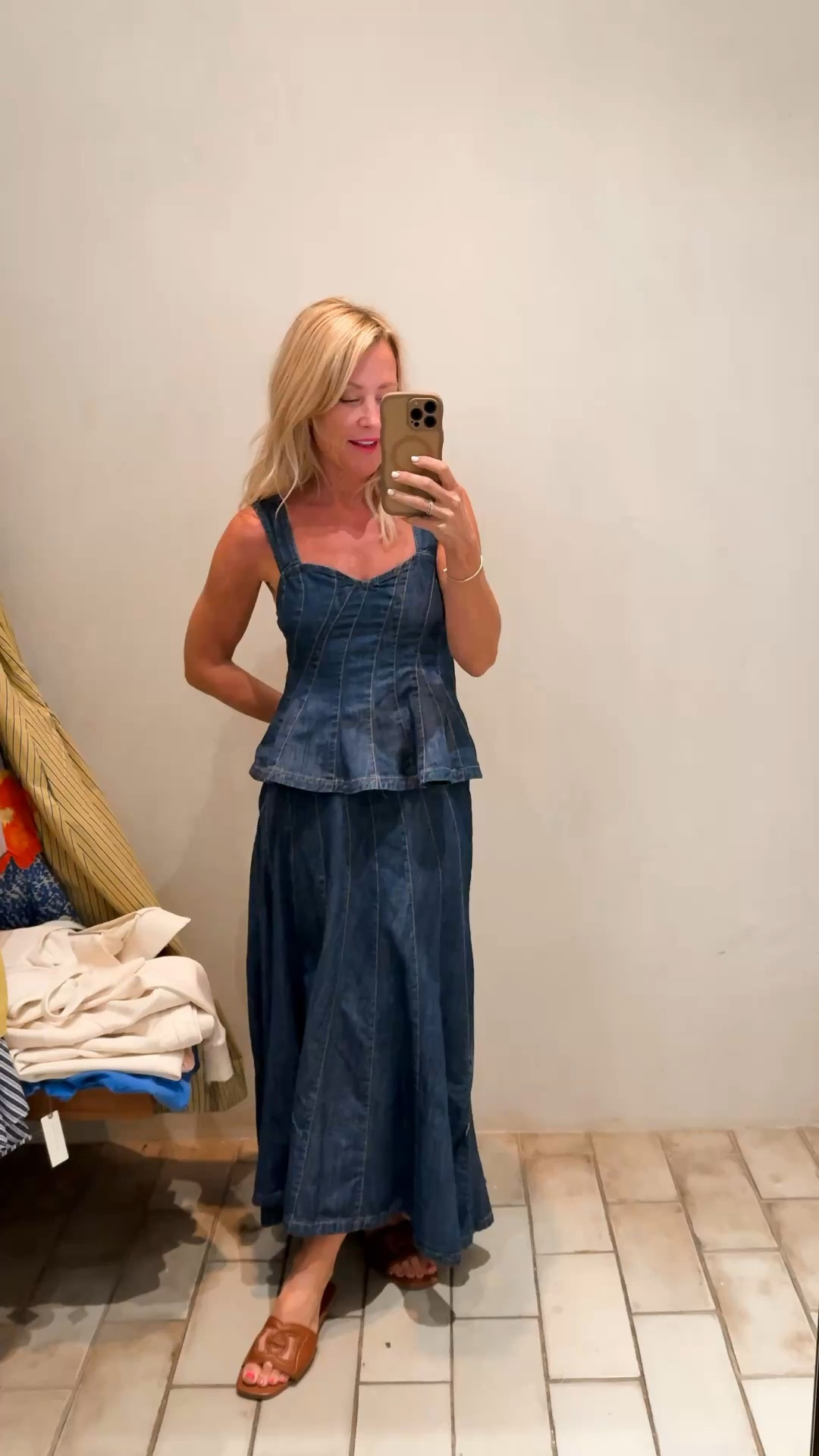 Swoon!! This denim set is everything.
Top: XS (size down)
Skirt: 2 (size down)

#LTKootd #LTKSeasonal #LTKOver40